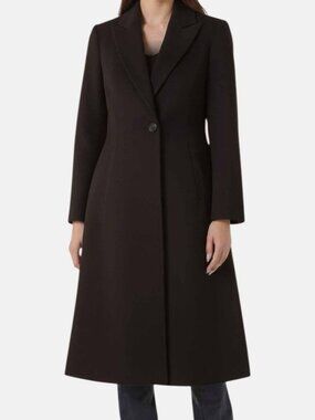 Sofia Cashmere Women Brown Wool Blend Double Breasted Coat Jacket Size 4